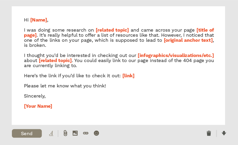 Template email pembangunan tautan rusak